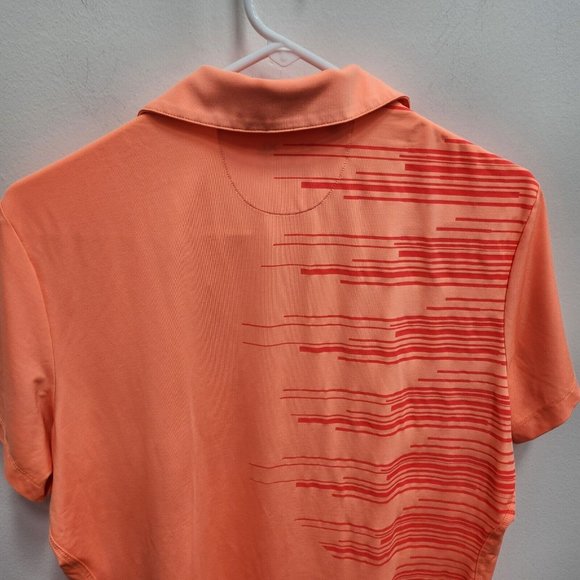 Under Armour Heat Gear Womens Golf Polo Shirt XL Orange Short Sleeve Loose Fit - Picture 6 of 6